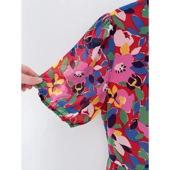 Sugarlips Sweet Soul Monaco Tiered Maxi Multicolor Floral Print Dress-Size S - Picture 4 of 5